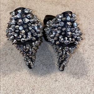 Studded peep toe heels